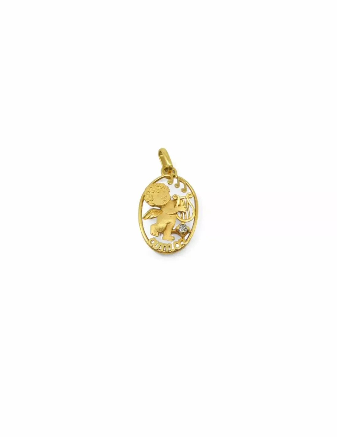 New Colgante ovalado silueta angelito amor circonita oro 18k Colgante De Corazones