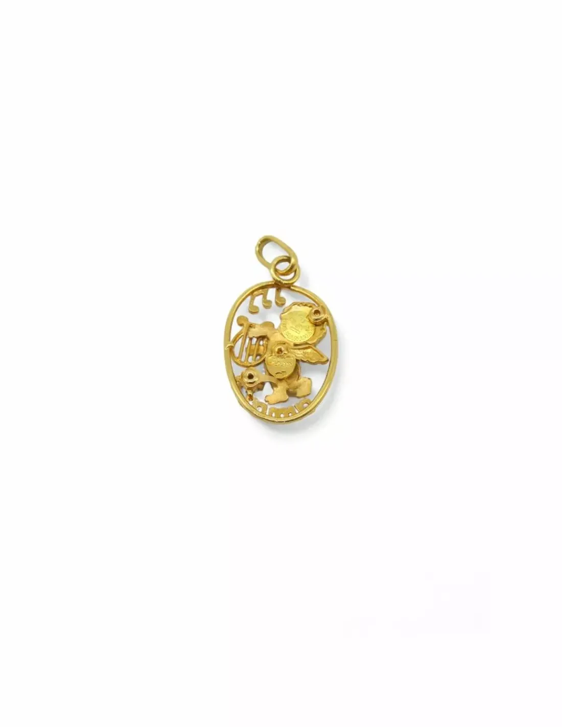 New Colgante ovalado silueta angelito amor circonita oro 18k Colgante De Corazones