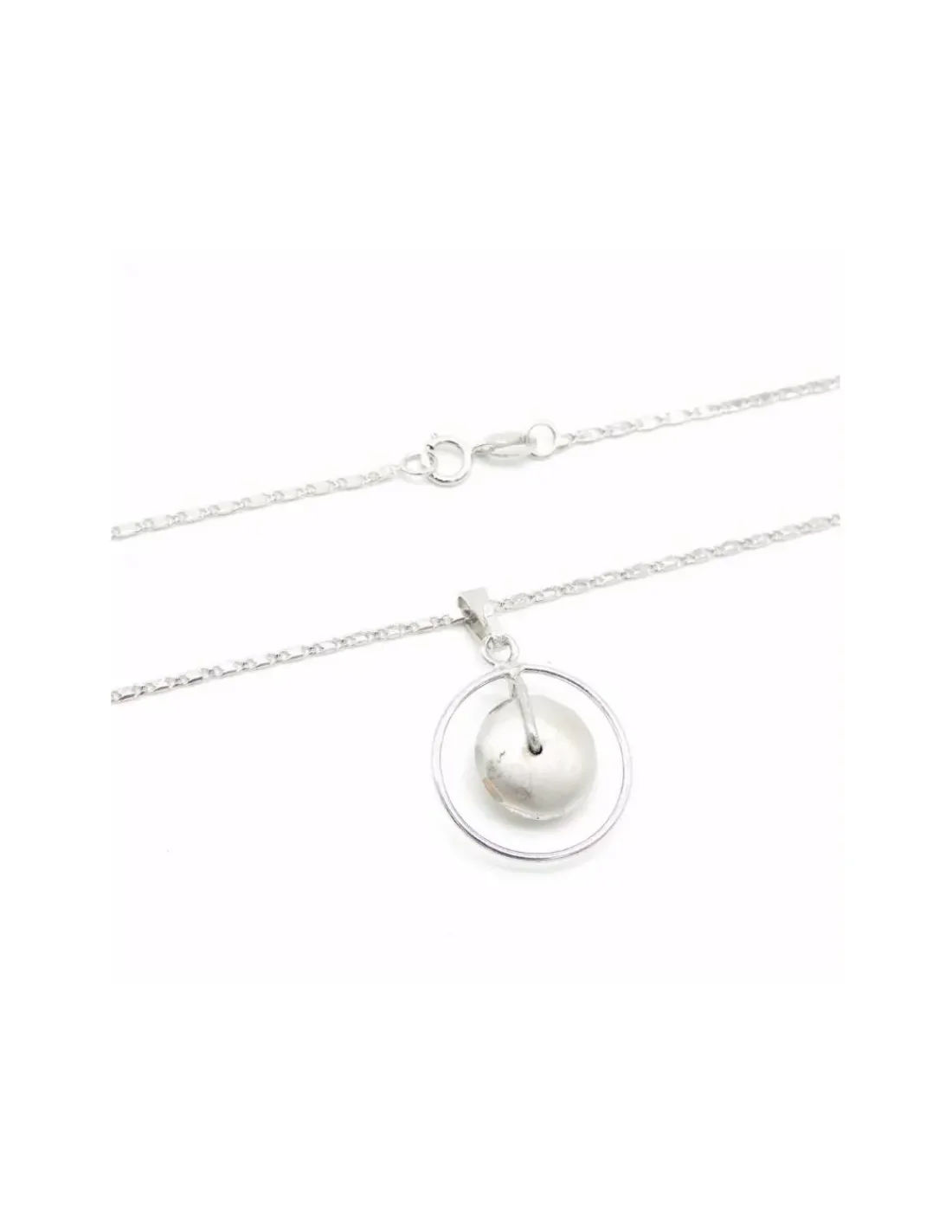 Discount Colgante plata redondo con bola y cadena eslabones valentino - 40 cm Gargantillas De Plata