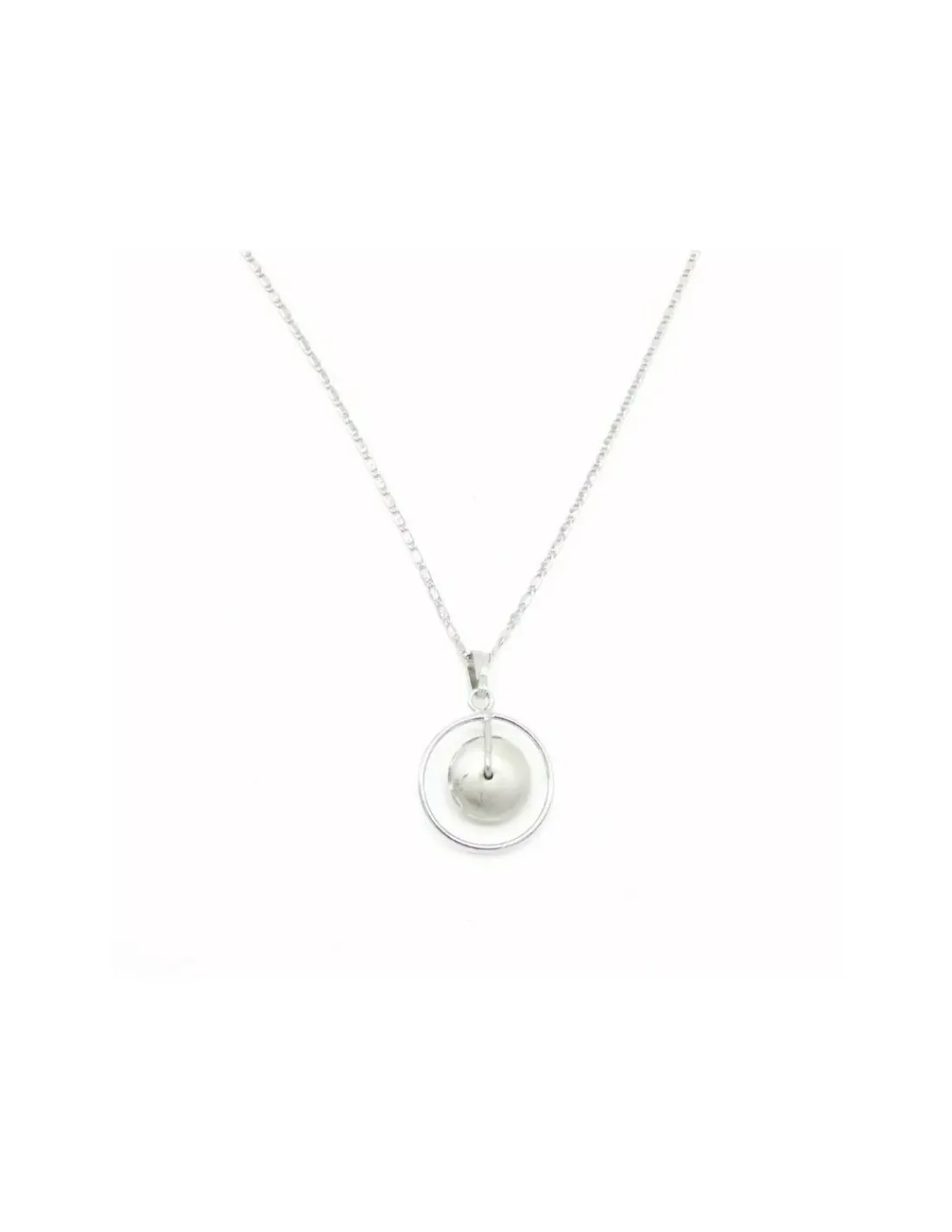 Discount Colgante plata redondo con bola y cadena eslabones valentino - 40 cm Gargantillas De Plata