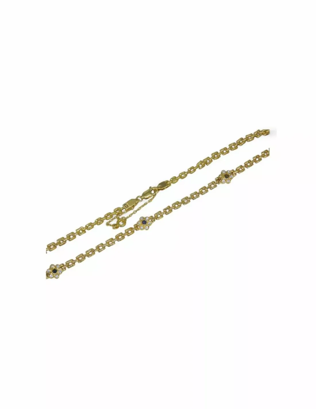 Fashion Collar Bismark 3 filas flores circonitas oro 18K - 49cm Gargantillas De Oro