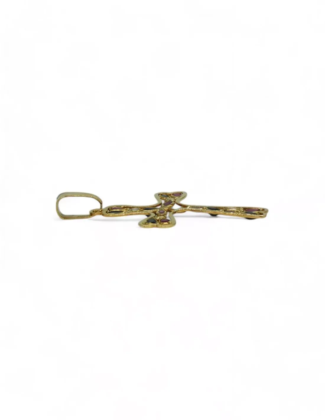 Sale Cruz calada con circonitas, rubíes y zafiros oro 18k Cruces Especiales