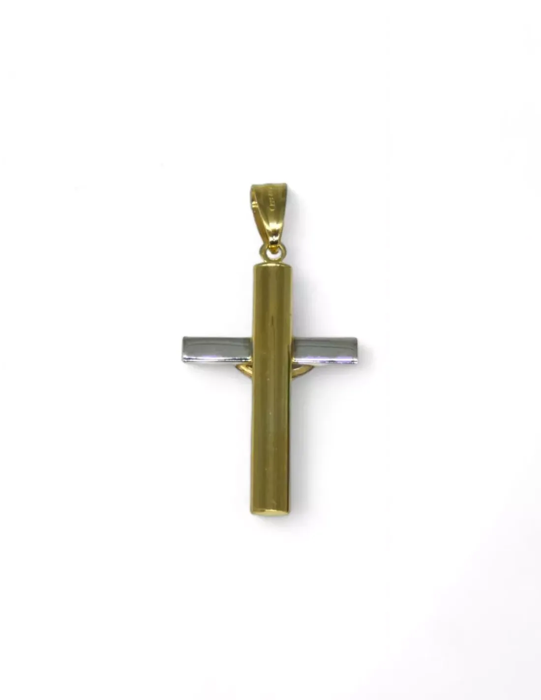 Fashion Cruz plana bicolor oro 18k Crucifijo
