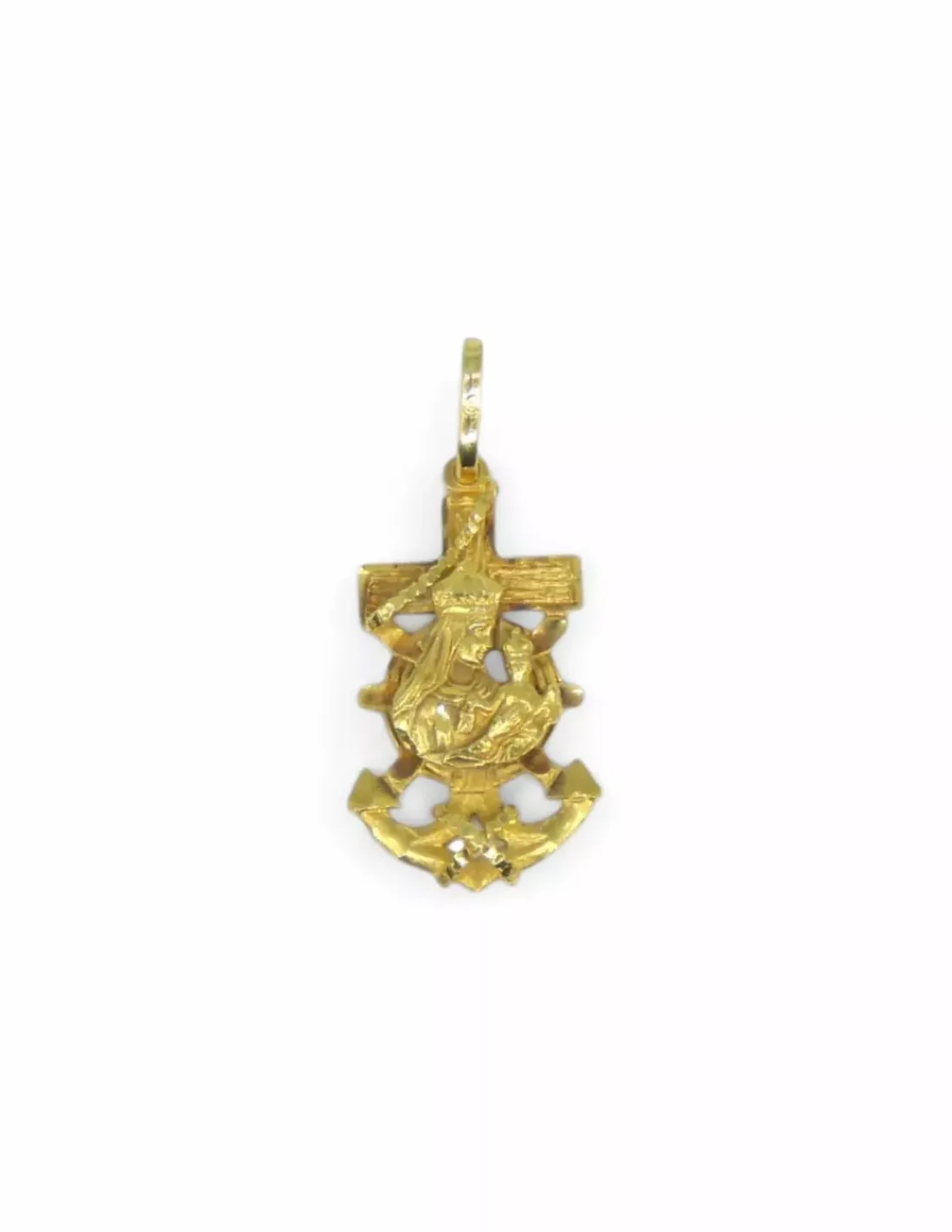 Fashion Dije cruz marinera con Virgen del Carmen oro 18k Medalla De La Virgen | Colgante Con La Virgen