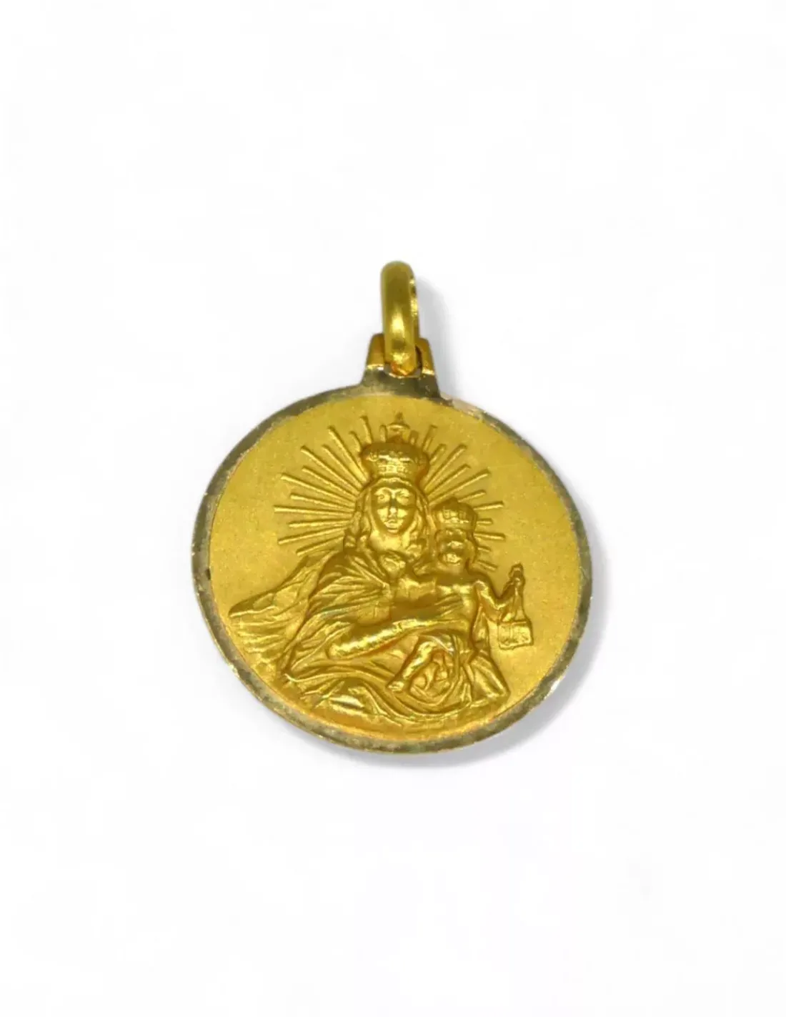Outlet Escapulario Virgen del Carmen y Jesús oro 18k - 2cm Medalla De La Virgen | Colgante Con La Virgen