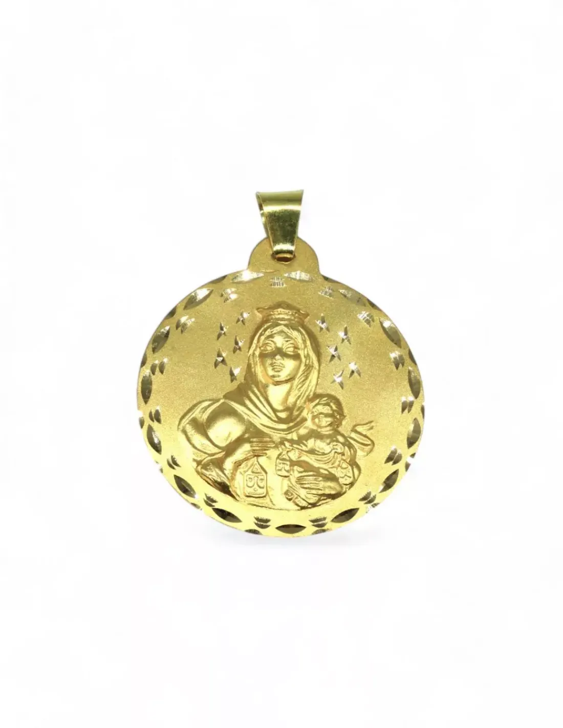 New Escapulario Virgen del Carmen y Sagrado Corazón oro 18k - 4,2cm Medalla De La Virgen | Medalla De Cristo