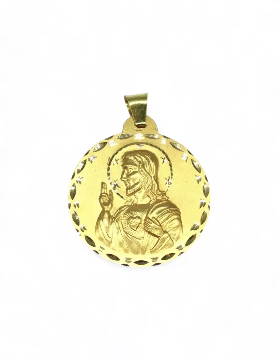 New Escapulario Virgen del Carmen y Sagrado Corazón oro 18k - 4,2cm Medalla De La Virgen | Medalla De Cristo