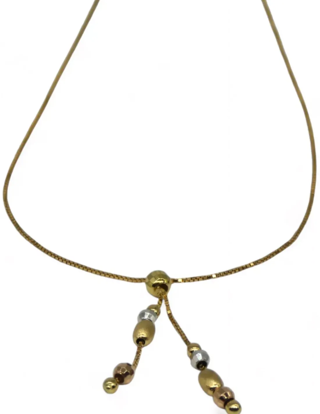 Outlet Gargantilla bolas mate y brillo oro tricolor 18k - 40cm Gargantillas De Oro | Cadenas De Oro
