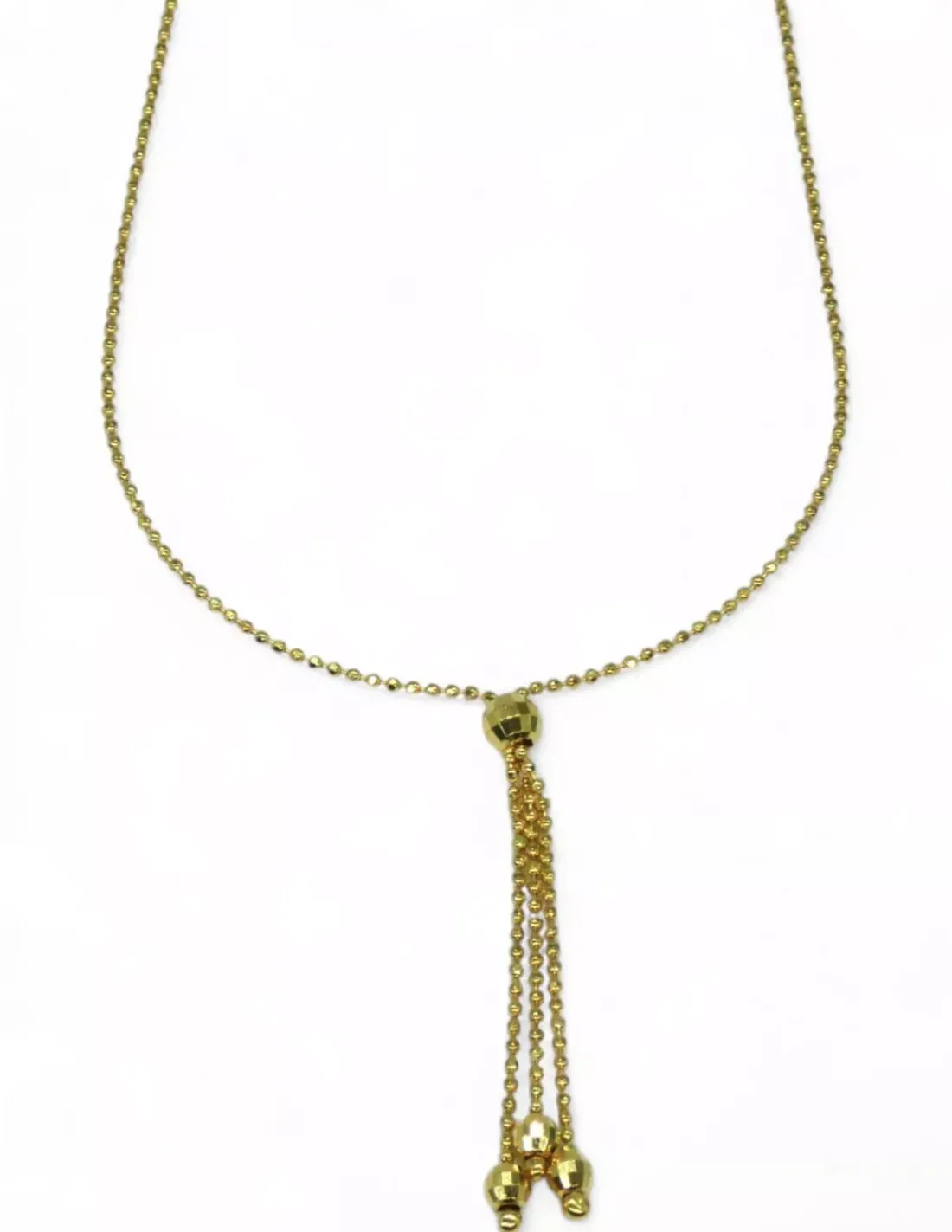 Clearance Gargantilla bolitas con bola disco y tres borlas oro 18k - 50cm Gargantillas De Oro