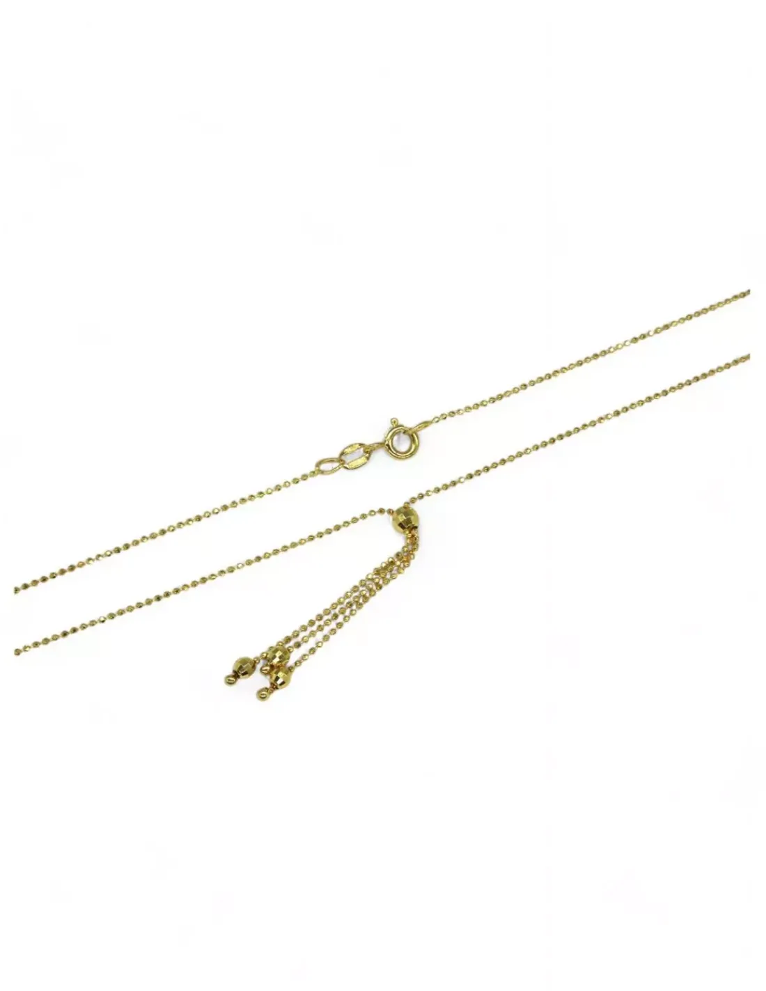 Clearance Gargantilla bolitas con bola disco y tres borlas oro 18k - 50cm Gargantillas De Oro