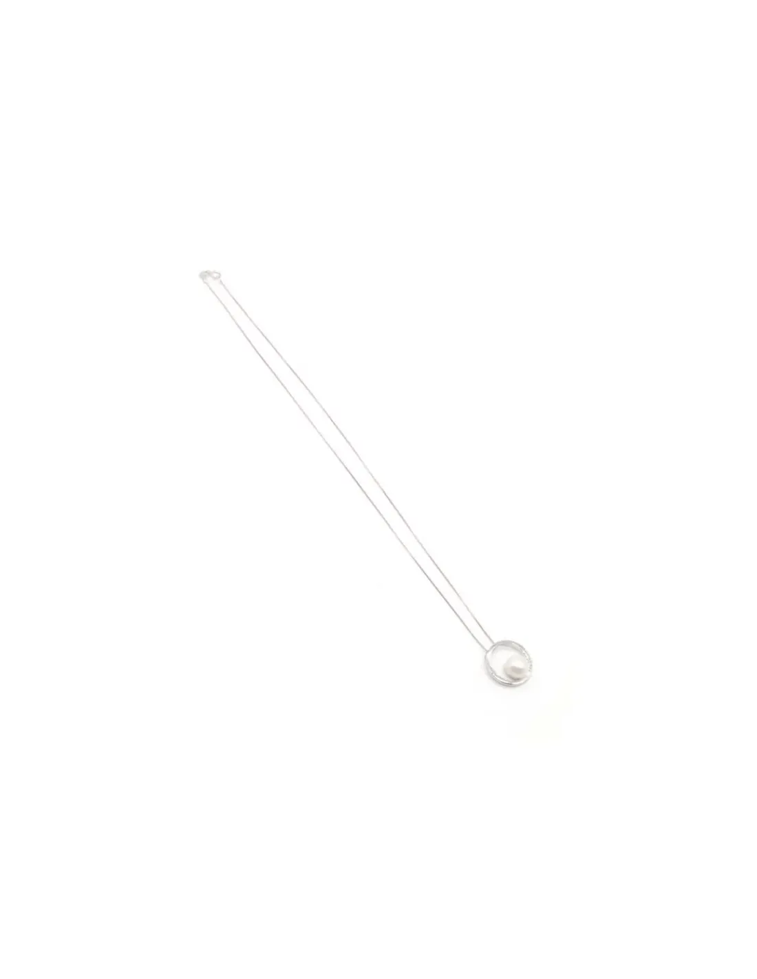 Store Gargantilla cadena y colgante círculo con perla cultivada plata - 44 cm Gargantillas De Plata