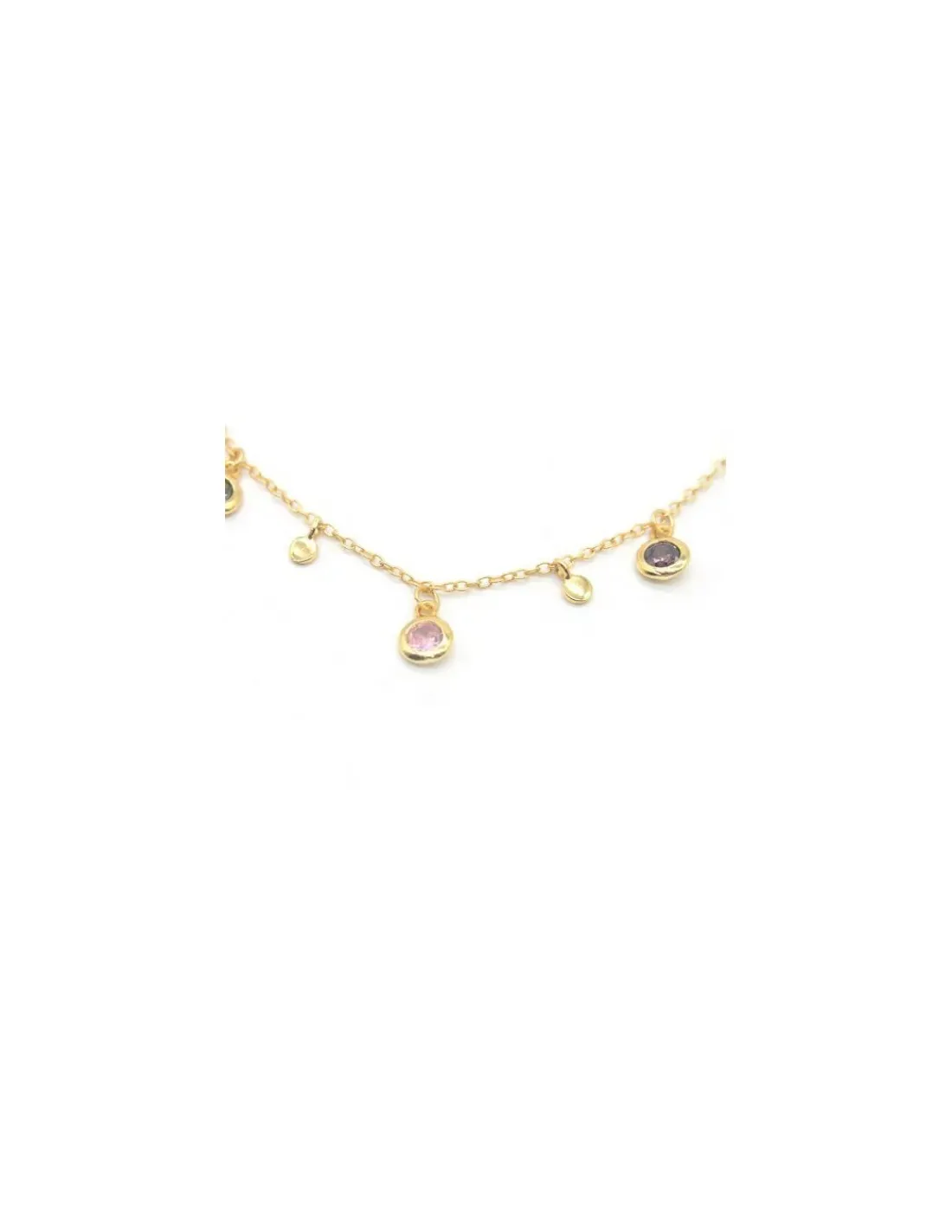 Fashion Gargantilla colgantes hojas y circonitas colores Plata 925 chapada en oro - 40 cm Gargantillas De Plata
