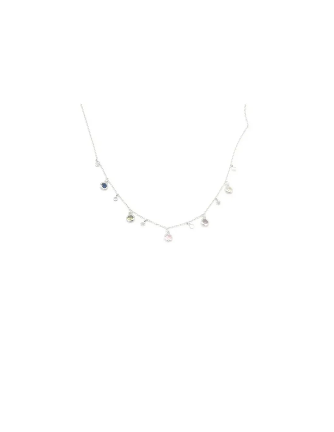 Clearance Gargantilla colgantes hojas y circonitas colores Plata 925 rodio - 40 cm Gargantillas De Plata
