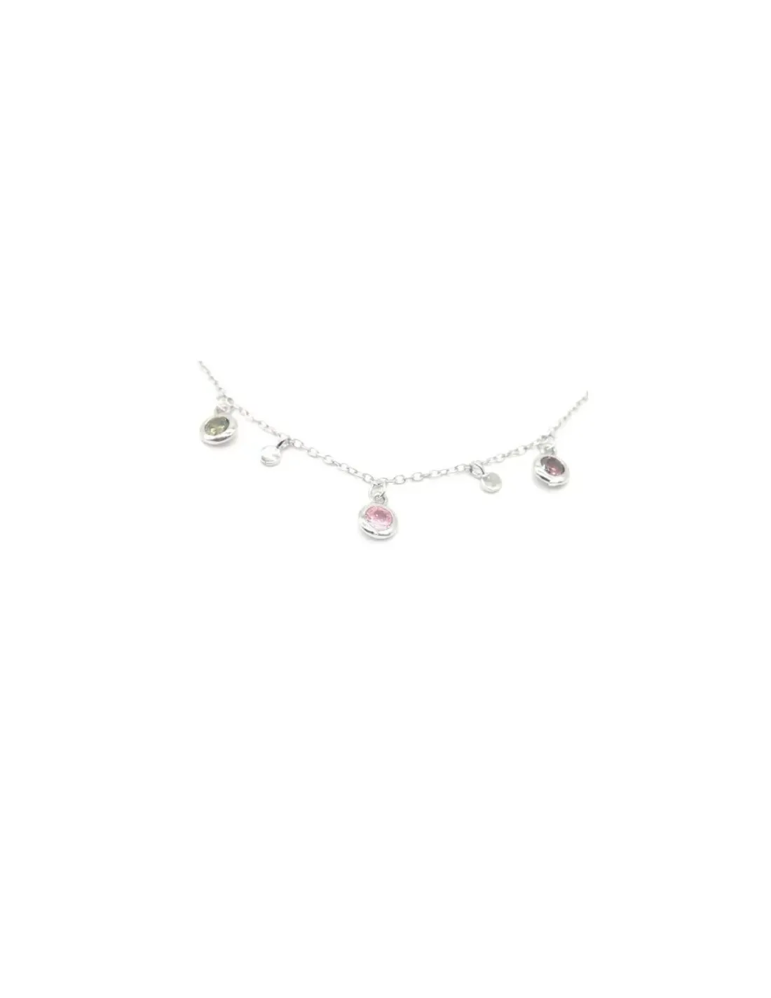 Clearance Gargantilla colgantes hojas y circonitas colores Plata 925 rodio - 40 cm Gargantillas De Plata