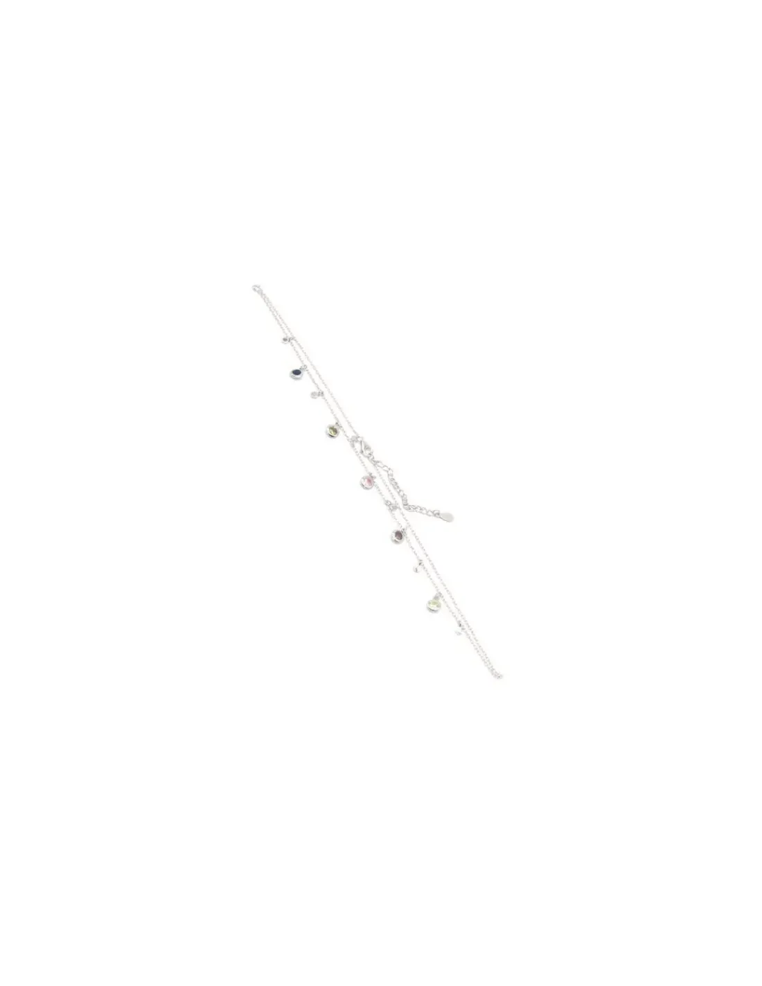 Clearance Gargantilla colgantes hojas y circonitas colores Plata 925 rodio - 40 cm Gargantillas De Plata