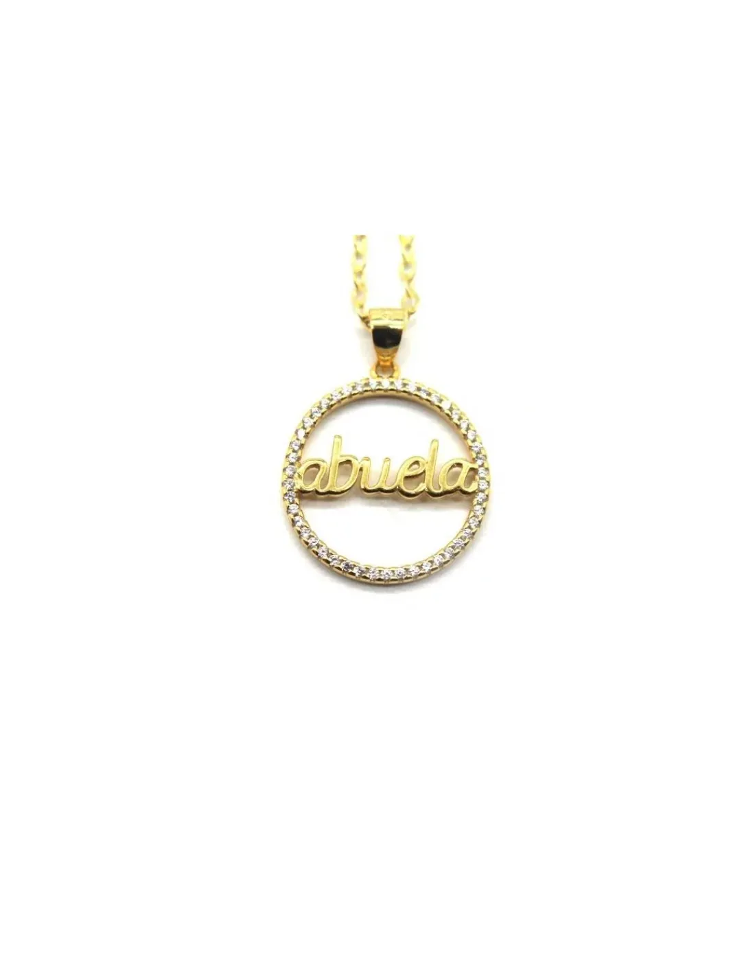 Online Gargantilla con colgante ABUELA circonitas 20mm Plata chapada en oro - 44 cm Gargantillas De Plata