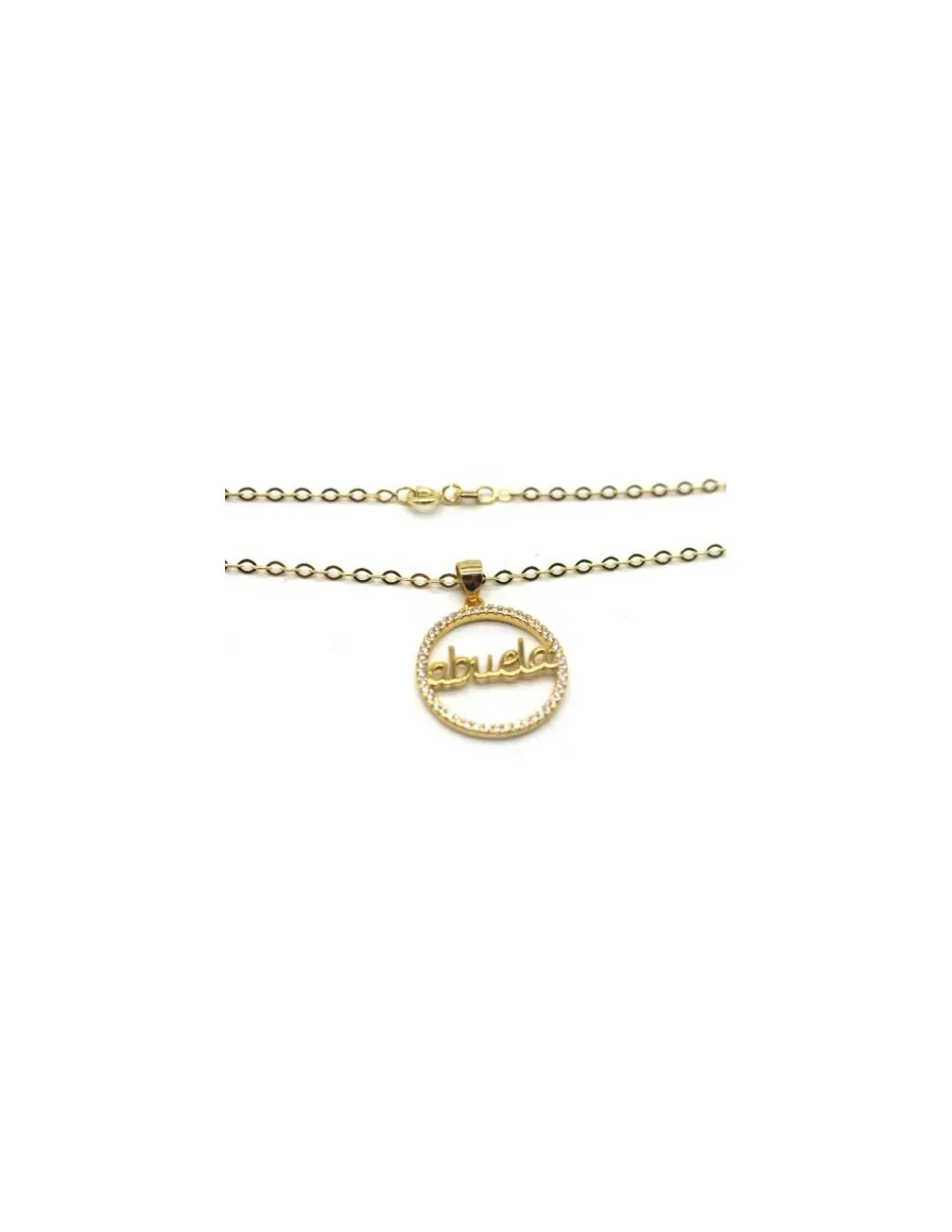 Online Gargantilla con colgante ABUELA circonitas 20mm Plata chapada en oro - 44 cm Gargantillas De Plata