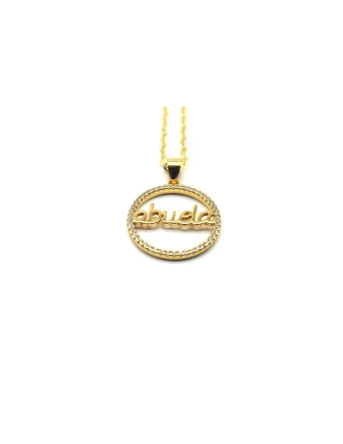 Online Gargantilla con colgante ABUELA circonitas 20mm Plata chapada en oro - 44 cm Gargantillas De Plata