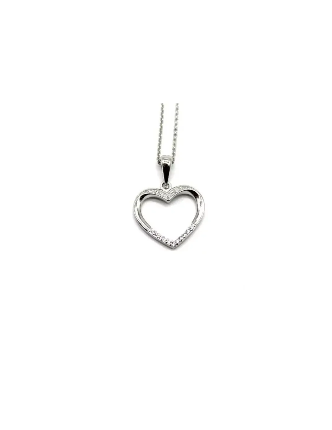 Best Sale Gargantilla con colgante silueta corazón con circonitas plata - 45 cm Gargantillas De Plata | Colgante De Corazones