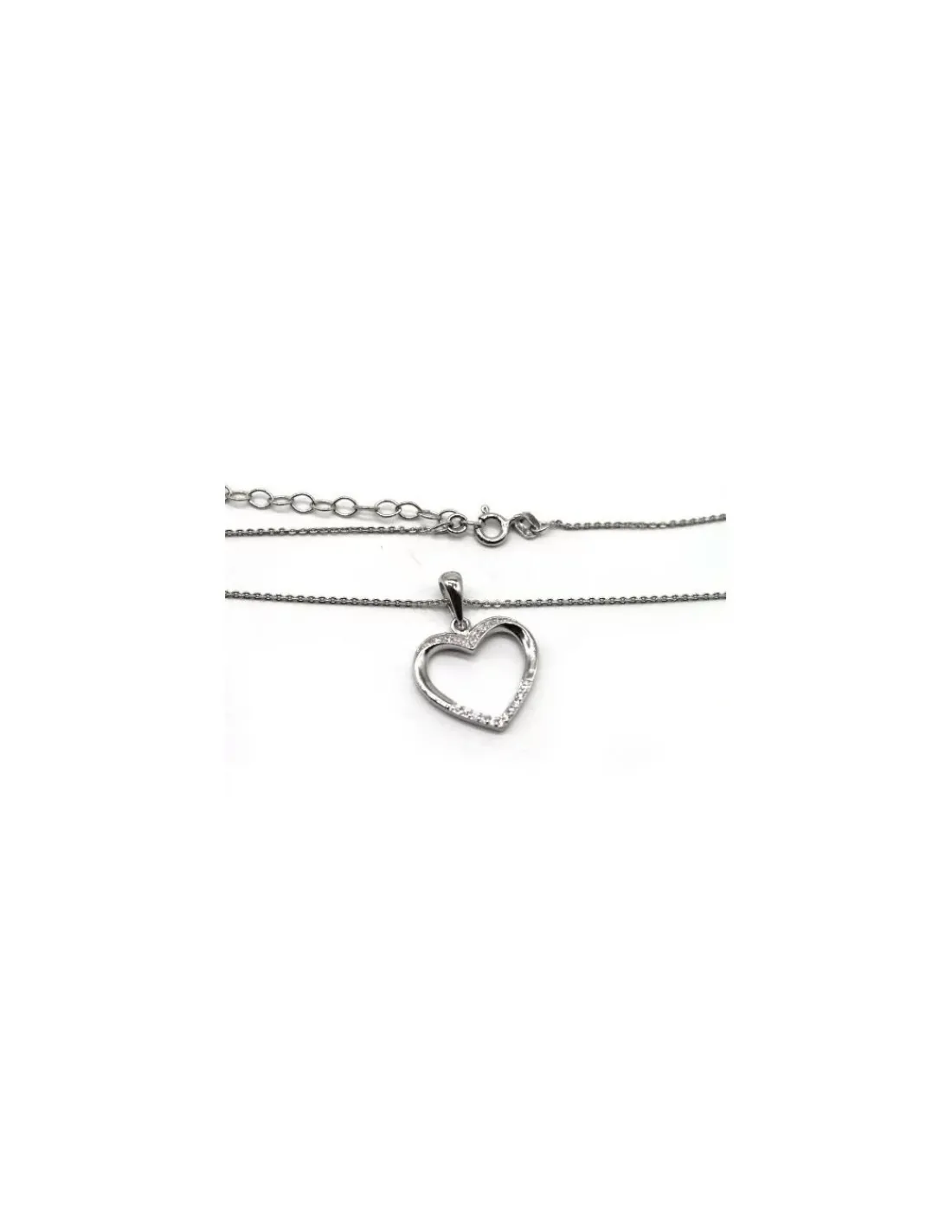 Best Sale Gargantilla con colgante silueta corazón con circonitas plata - 45 cm Gargantillas De Plata | Colgante De Corazones