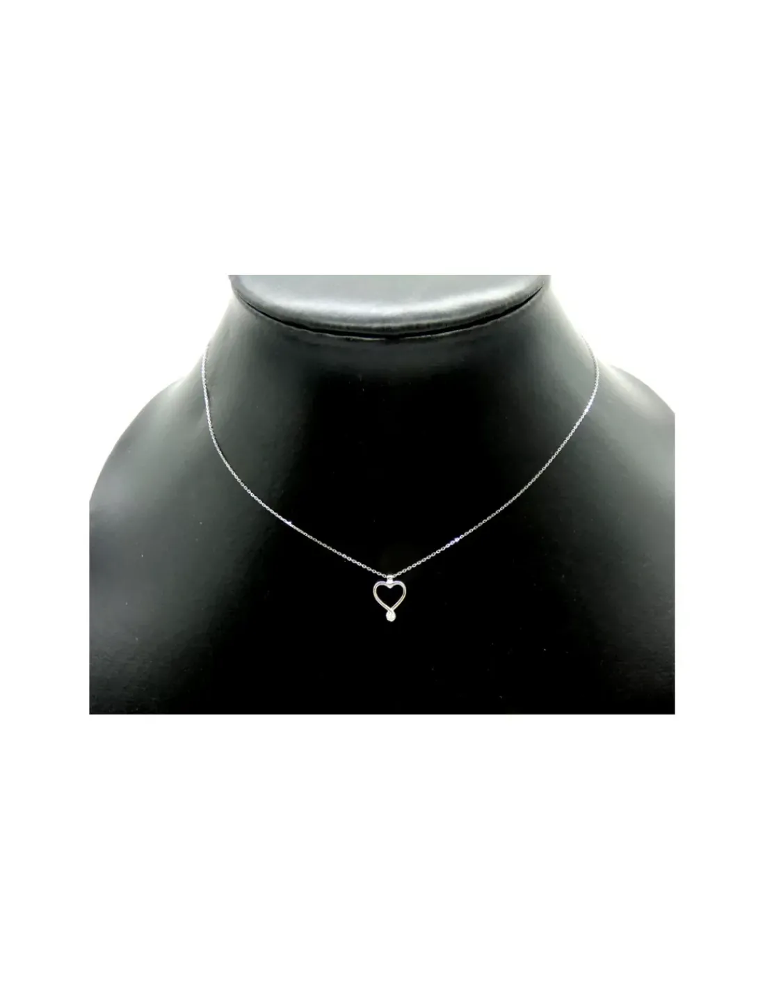 New Gargantilla corazón con brillante oro blanco 18k - 44 cm Cadenas Con Brillantes | Gargantillas De Oro