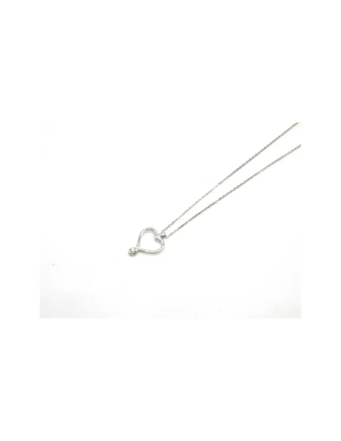 New Gargantilla corazón con brillante oro blanco 18k - 44 cm Cadenas Con Brillantes | Gargantillas De Oro