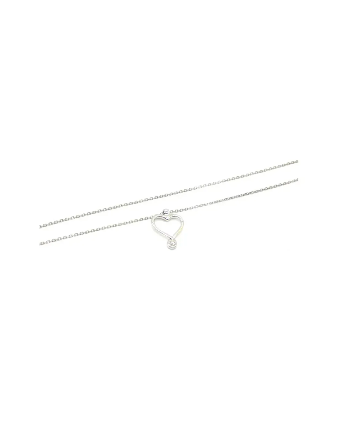New Gargantilla corazón con brillante oro blanco 18k - 44 cm Cadenas Con Brillantes | Gargantillas De Oro