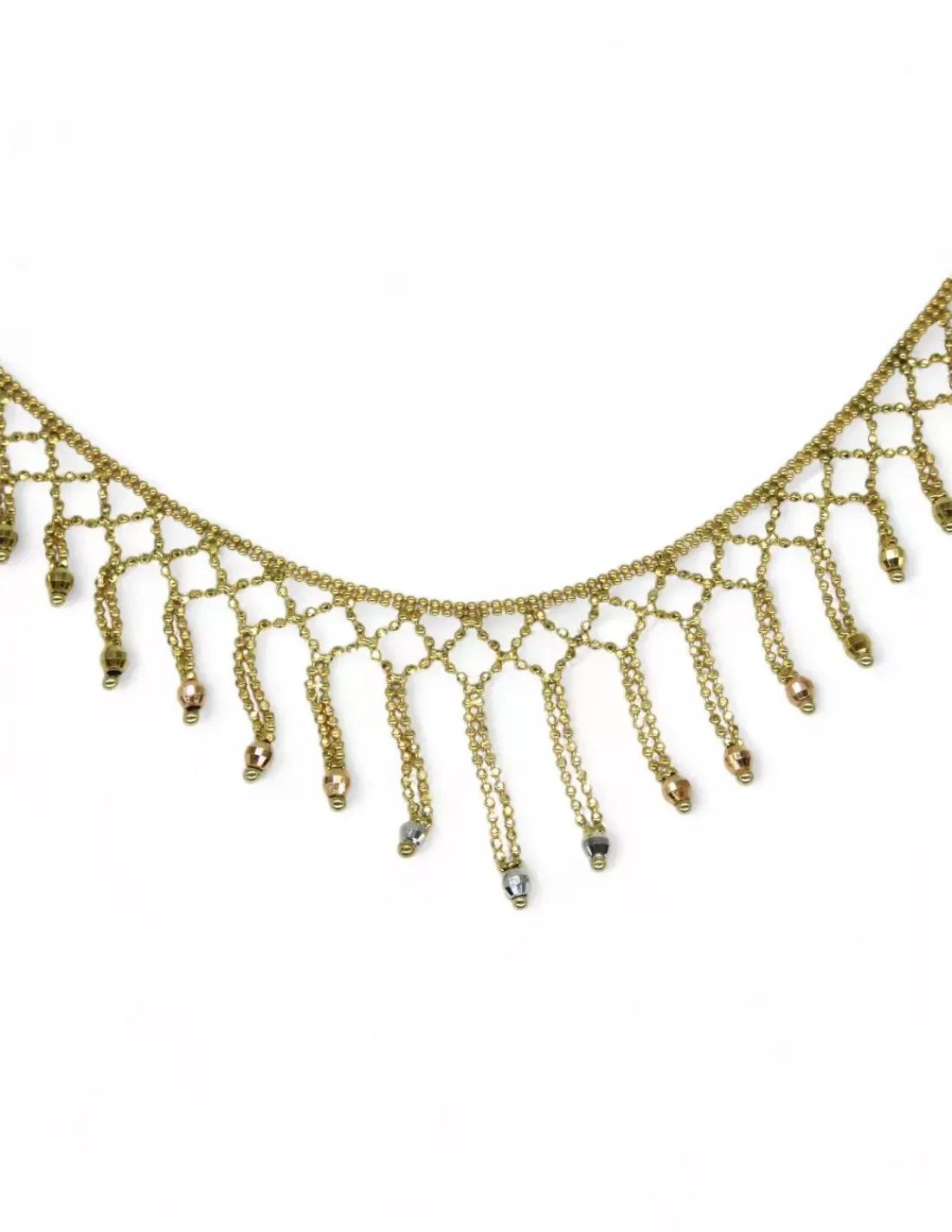 Sale Gargantilla de encaje con bolitas oro tricolor 18k - 40x0.2 cm Gargantillas De Oro