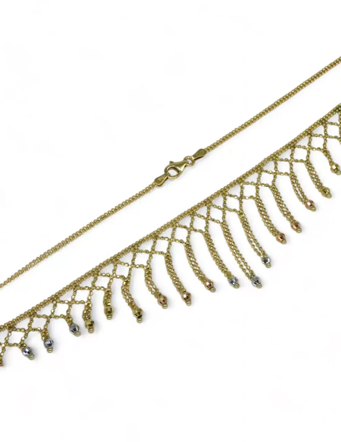 Sale Gargantilla de encaje con bolitas oro tricolor 18k - 40x0.2 cm Gargantillas De Oro