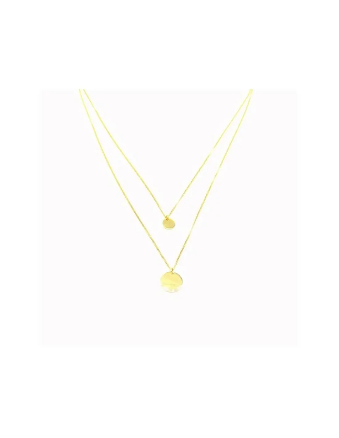 Online Gargantilla doble cadena con chapa plata chapada oro 18k - 42 cm Gargantillas De Plata