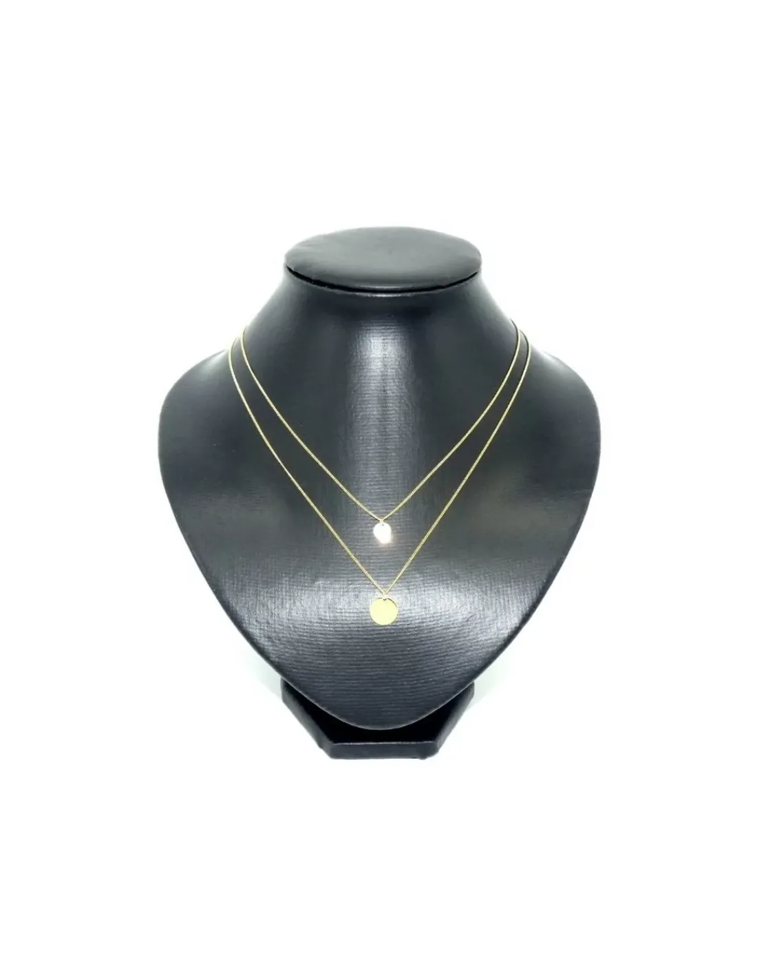 Online Gargantilla doble cadena con chapa plata chapada oro 18k - 42 cm Gargantillas De Plata