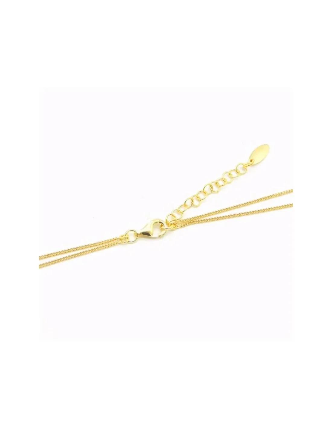 Online Gargantilla doble cadena con chapa plata chapada oro 18k - 42 cm Gargantillas De Plata