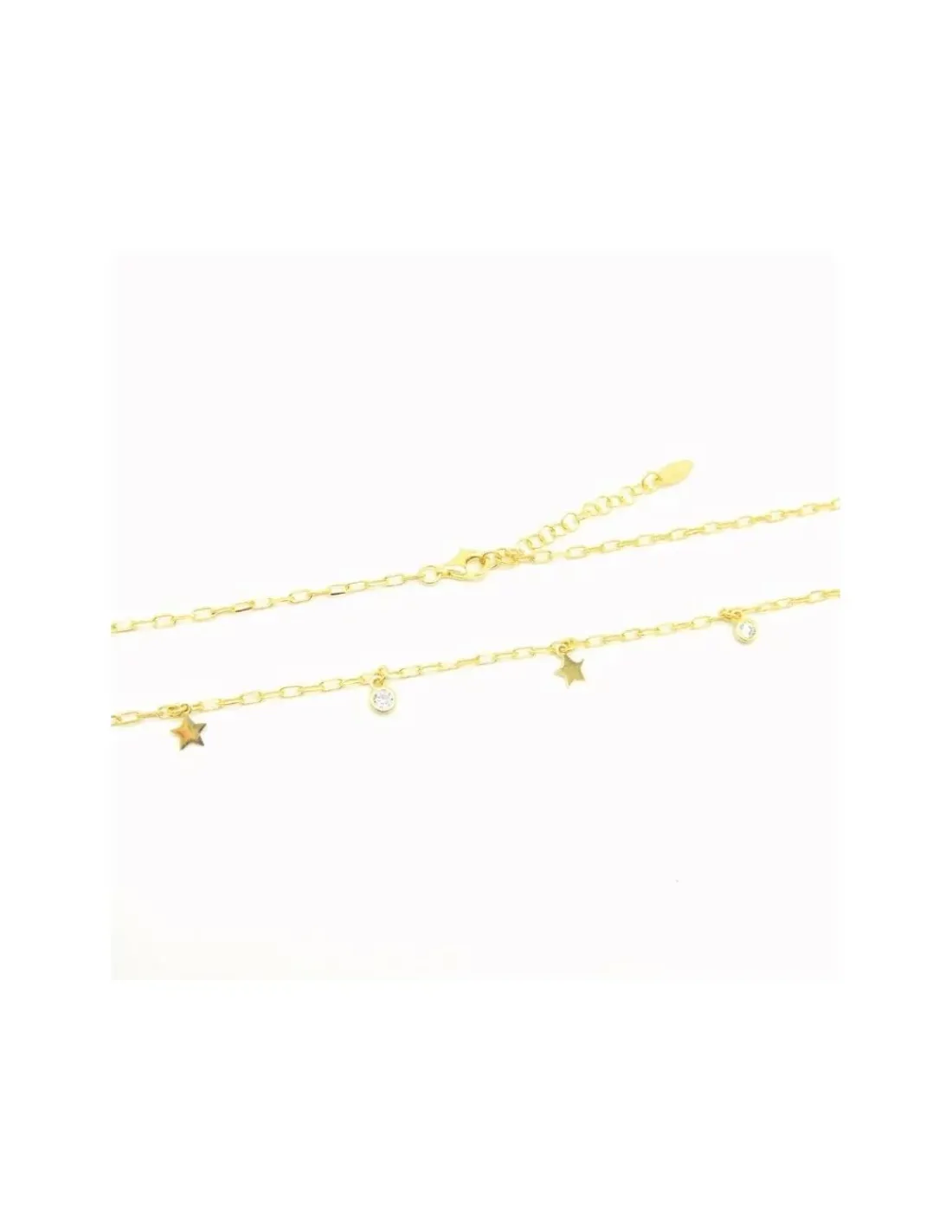 Sale Gargantilla estrellitas y chatón circonitas plata chapada oro 18k - 42cm Gargantillas De Plata