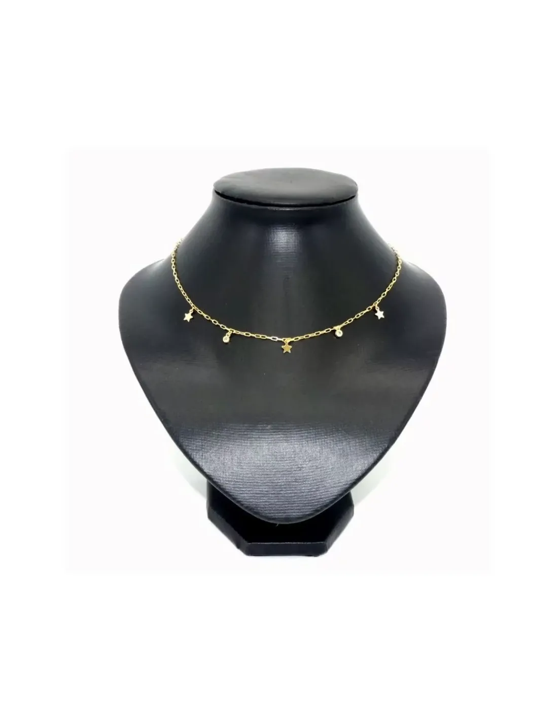 Sale Gargantilla estrellitas y chatón circonitas plata chapada oro 18k - 42cm Gargantillas De Plata