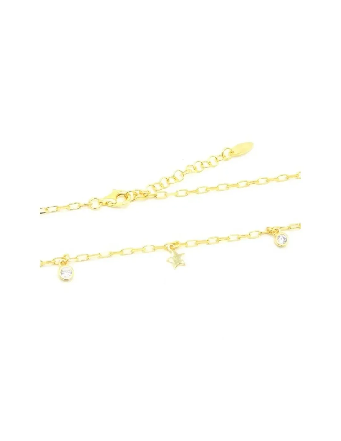 Sale Gargantilla estrellitas y chatón circonitas plata chapada oro 18k - 42cm Gargantillas De Plata
