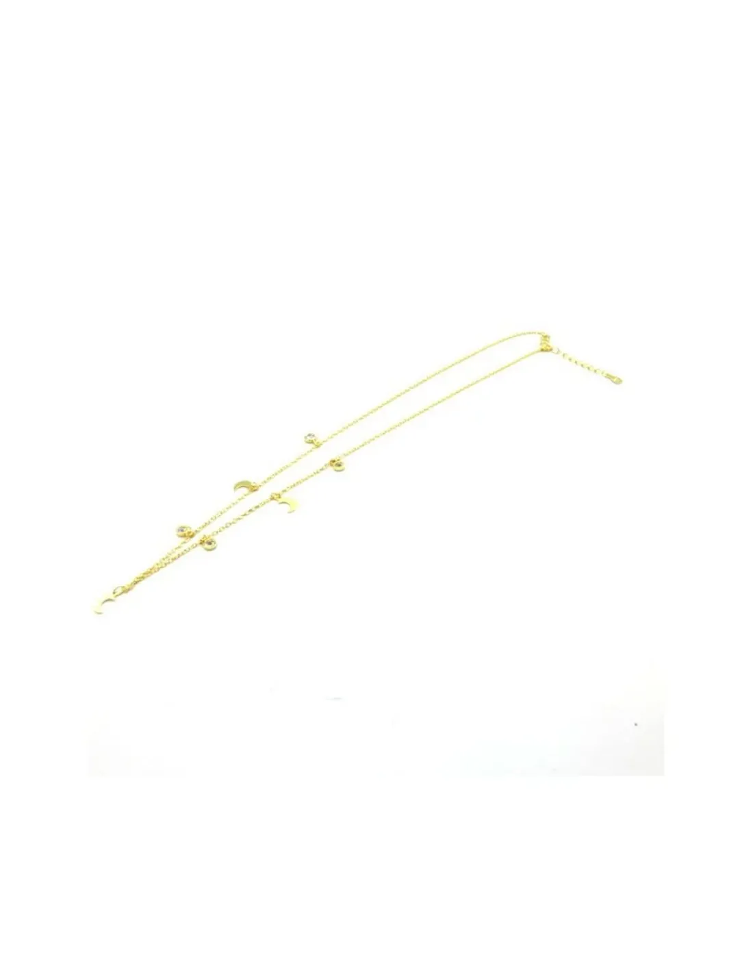 New Gargantilla plata chapada en oro con medias lunas y chatones - 38cm Gargantillas De Plata