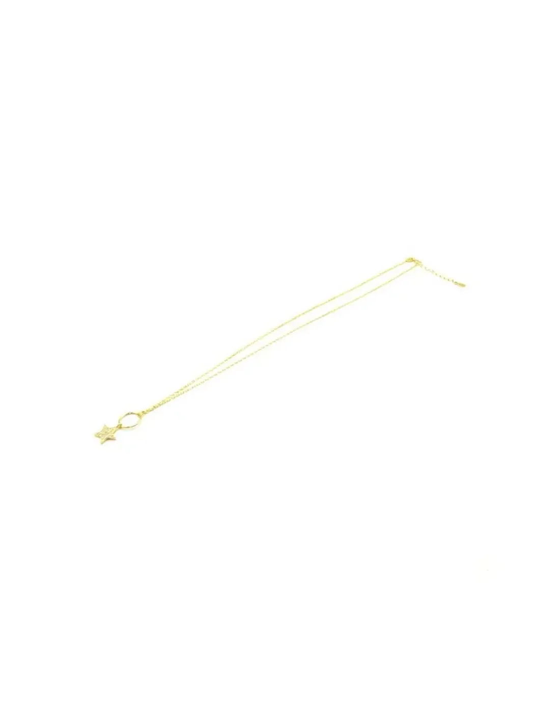 Online Gargantilla plata dorada aro y estrella circonitas - 43 cm Gargantillas De Plata