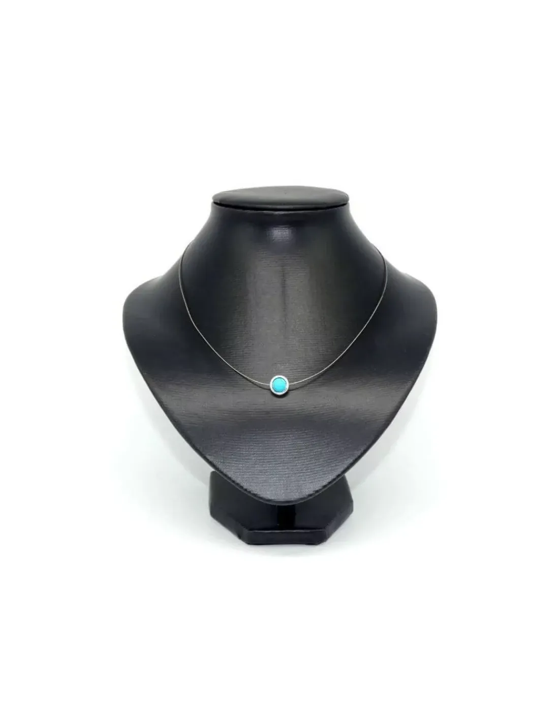 Best Gargantilla plata y acero colgante redondo liso con bola turquesa - 45 cm Gargantillas De Plata