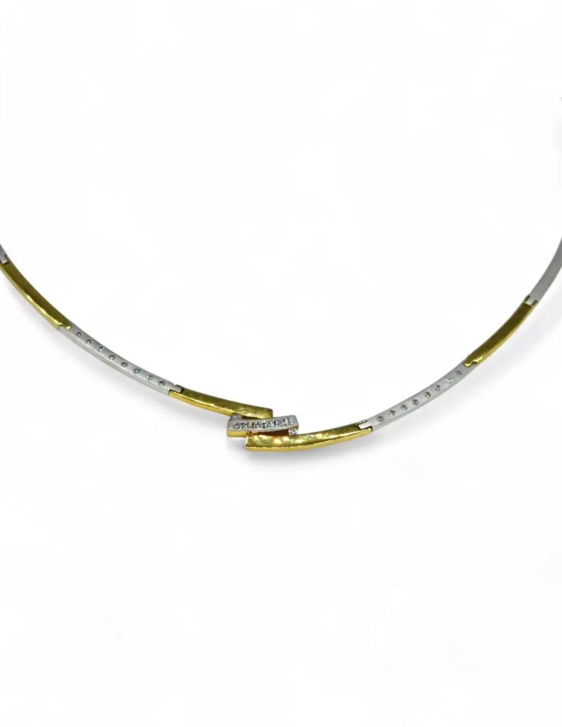 Sale Gargantilla semirrígida bicolor oro 18k - 36cm Cordones De Oro