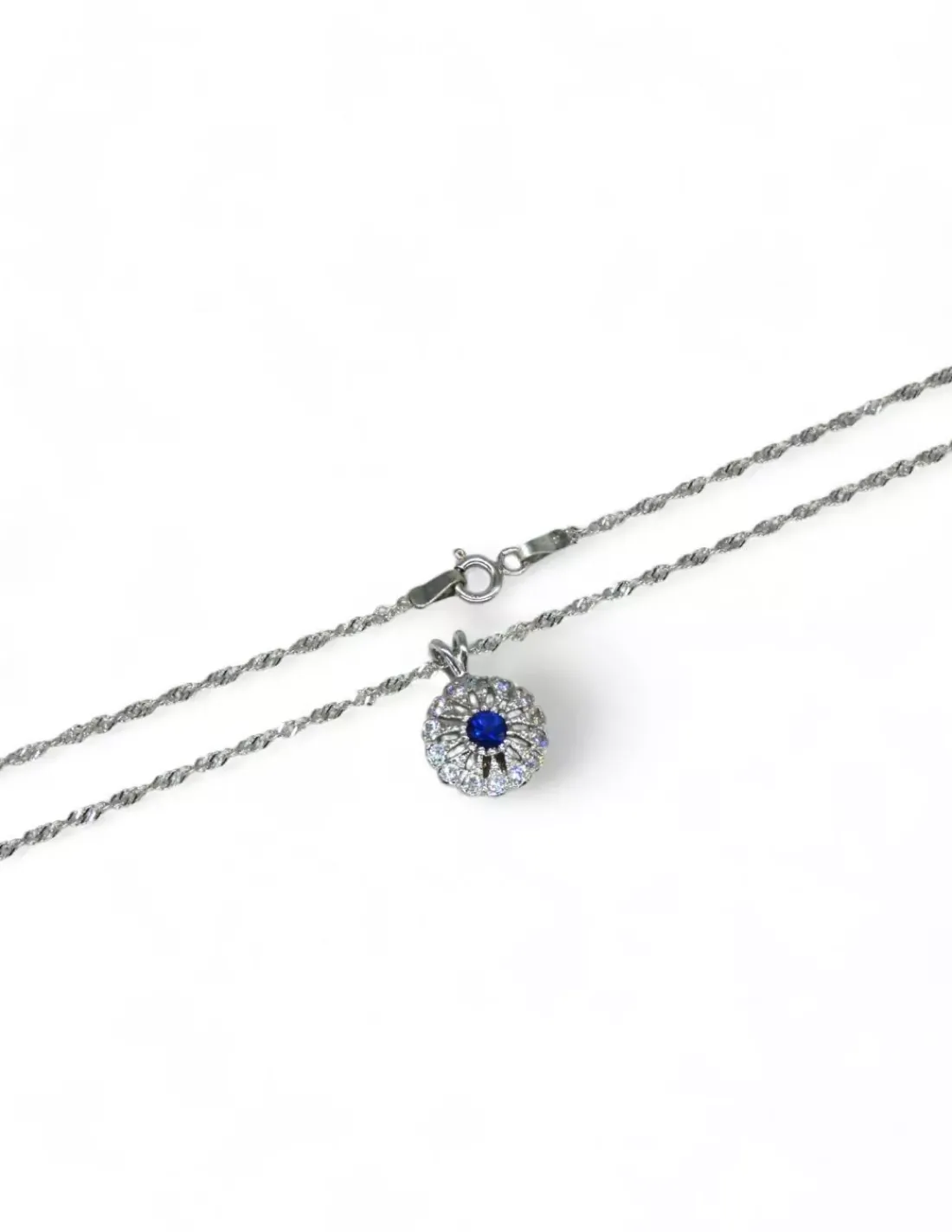 New Gargantilla tallaje antiguo con circonitas y circonita azul oro blanco 18k - 44 cm Gargantillas De Oro