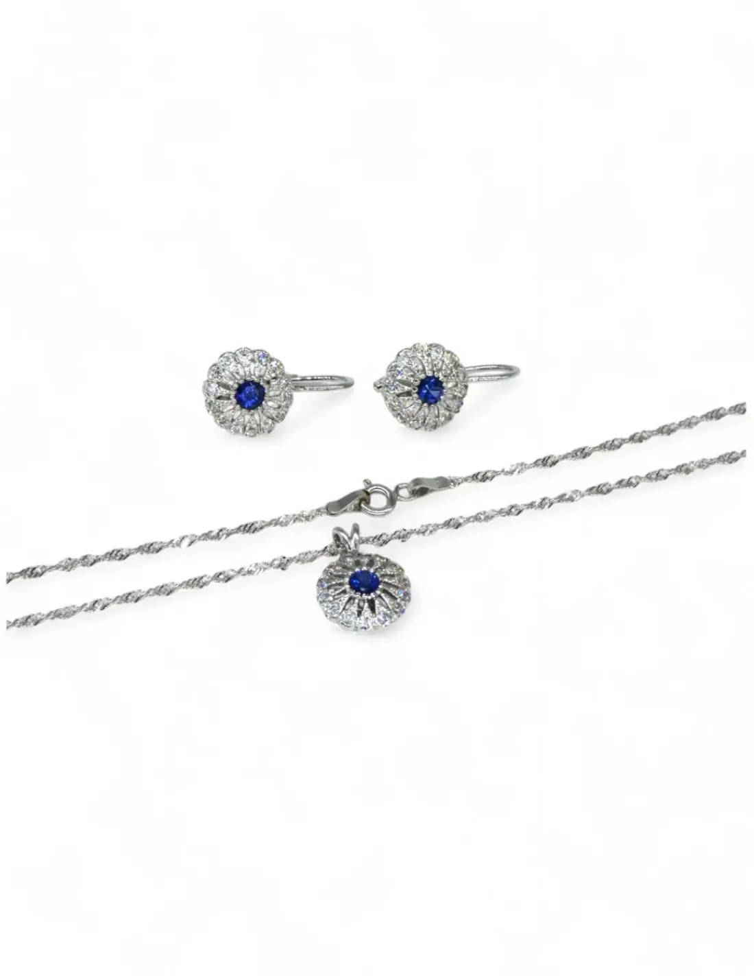 New Gargantilla tallaje antiguo con circonitas y circonita azul oro blanco 18k - 44 cm Gargantillas De Oro
