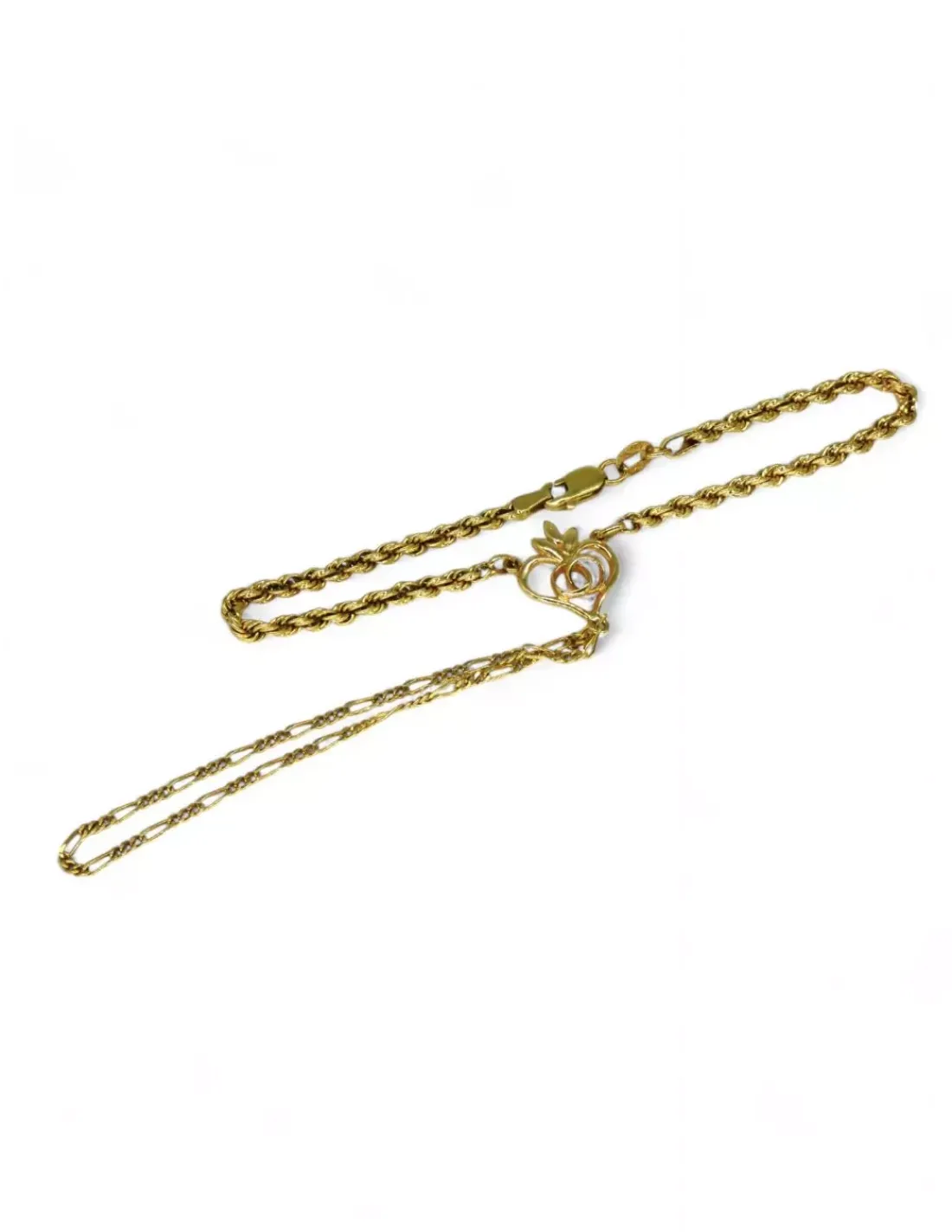 Best Sale Manita de cordón con corazón calado y alianzas entrelazadas oro 18k - 19cm Pulseras De Oro | Manitas