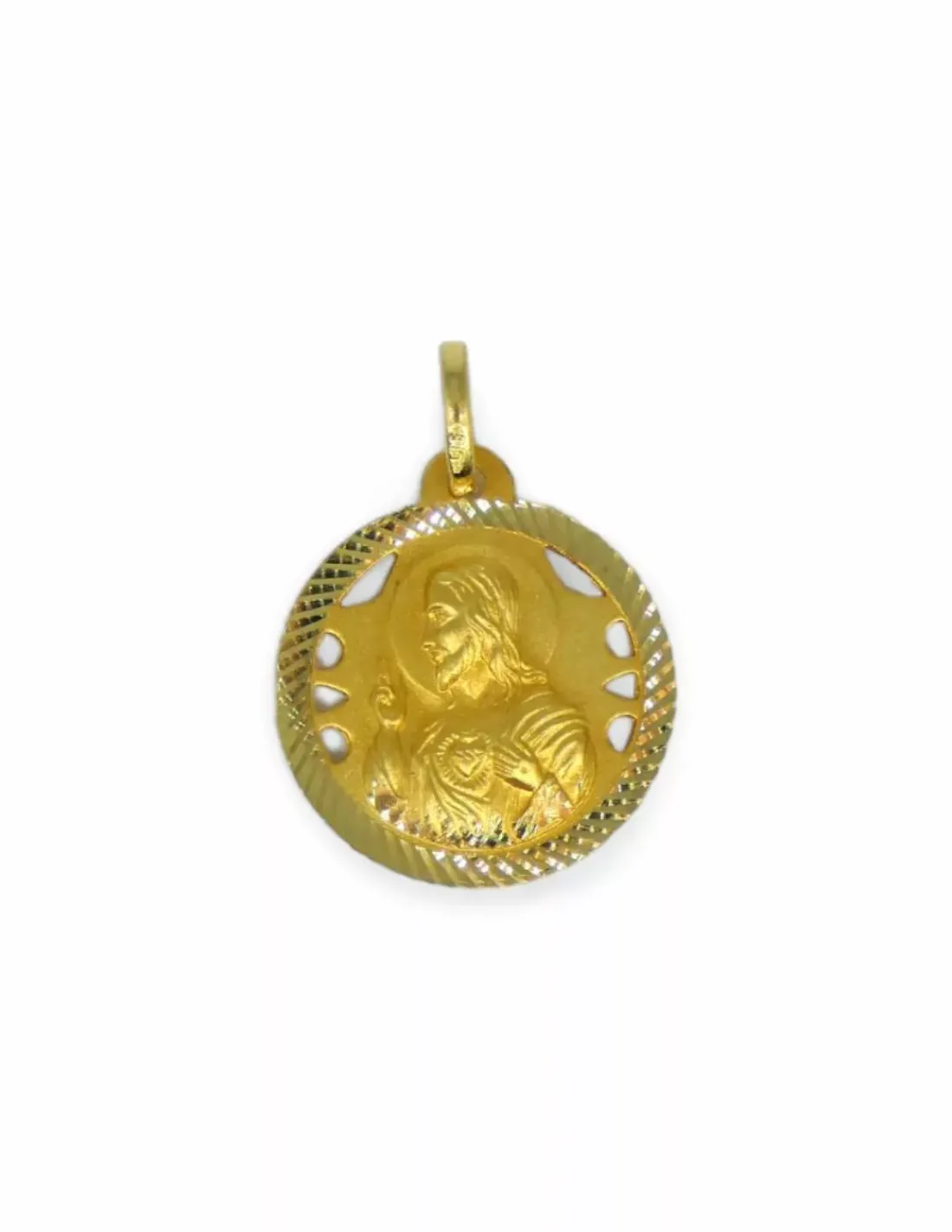 Sale Medalla escapulario Virgen de la Cabeza y Sagrado Corazón oro 18k - 1.3cm Medalla De La Virgen | Medalla De Cristo
