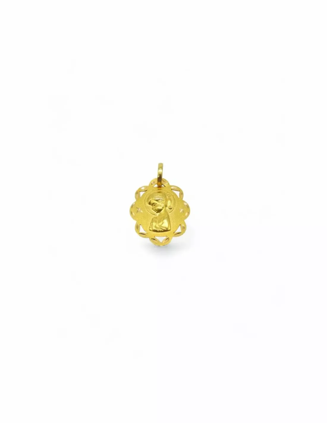 Clearance Medalla Virgen niña con bordes tallados oro 18k Colgante Para Bebé Y Niños