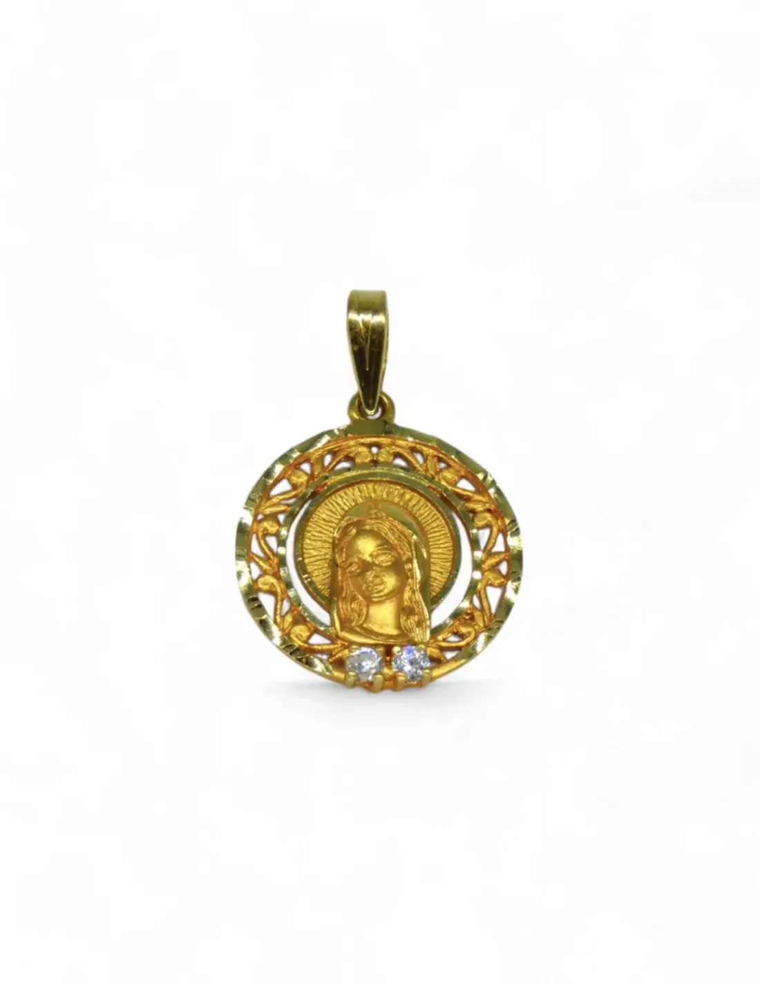 Online Medalla Virgen niña con circonitas y aro calado oro 18k Medalla De La Virgen | Colgante Con La Virgen
