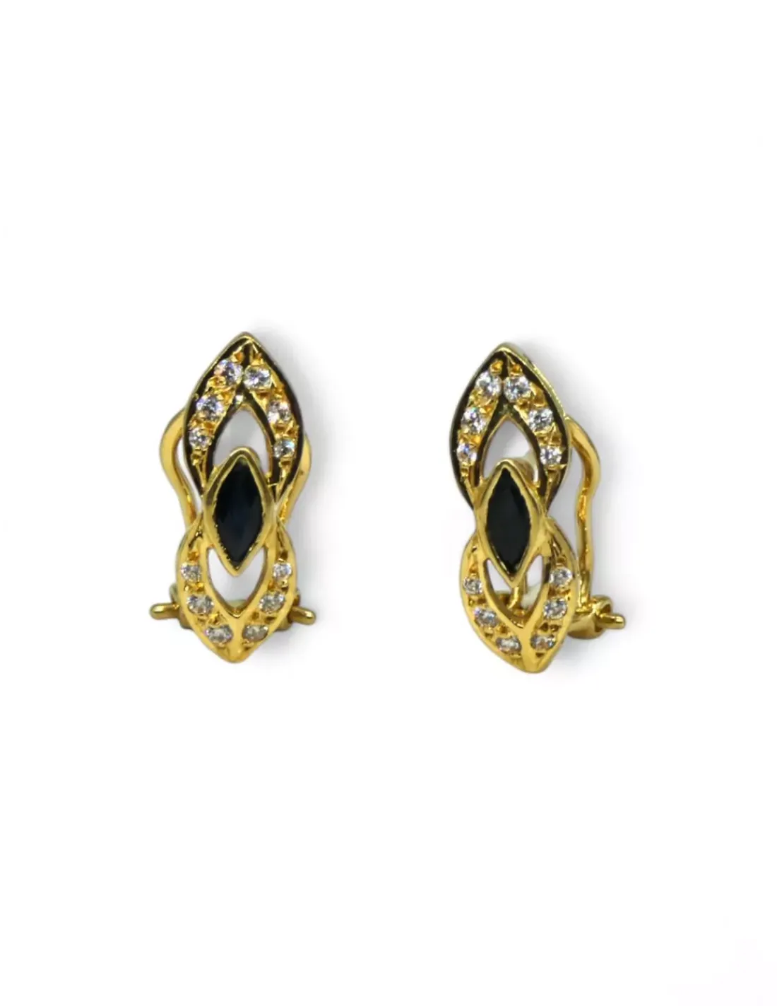 Online Pendientes alargados con circonitas y piedra negra oro 18k Pendientes De Oro