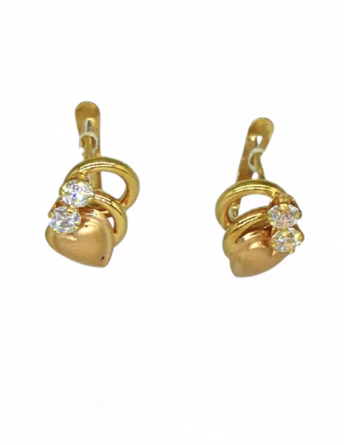 Cheap Pendientes alianzas corazón acabado mate circonitas oro 18k Pendientes De Oro