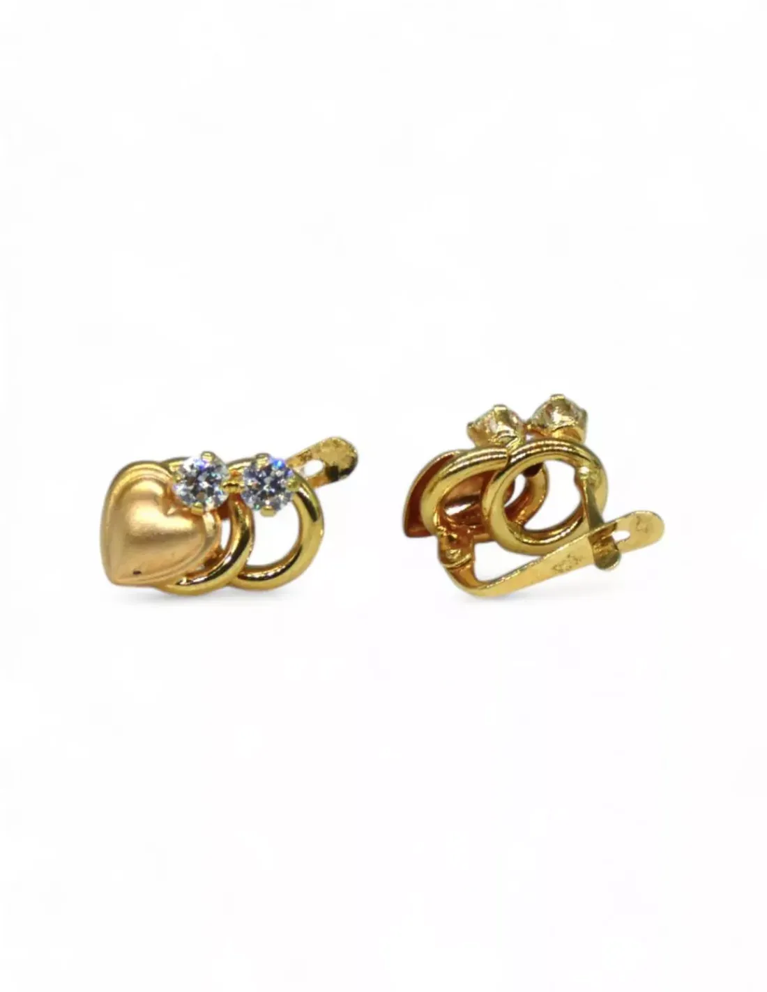 Cheap Pendientes alianzas corazón acabado mate circonitas oro 18k Pendientes De Oro