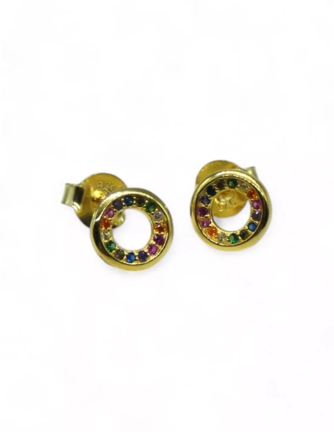 Clearance Pendientes aro circonitas colores plata 925 chapada oro Pendientes De Plata