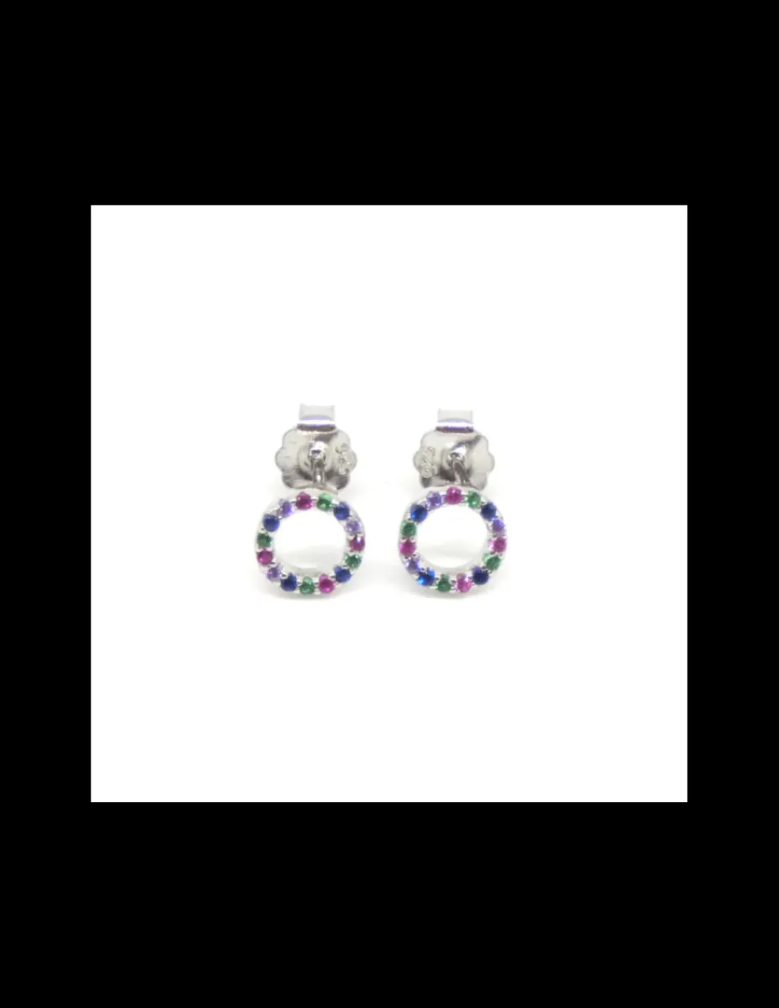 Fashion Pendientes aro circonitas multicolor plata de Ley rodiada Pendientes De Plata
